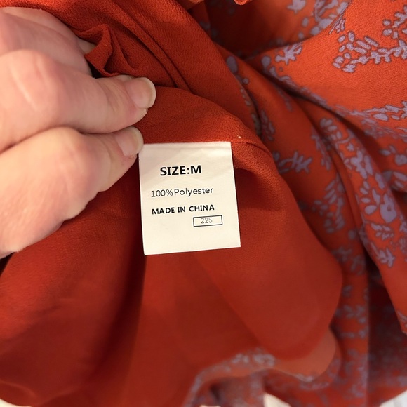 Floral Wrap Dress in Rust and Blue - Picture 6 of 6